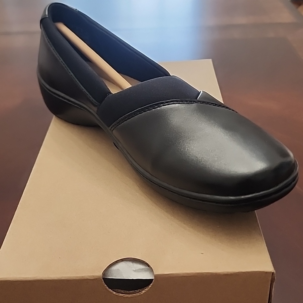 Clarks Black Slip-On Comfort Shoe (New)